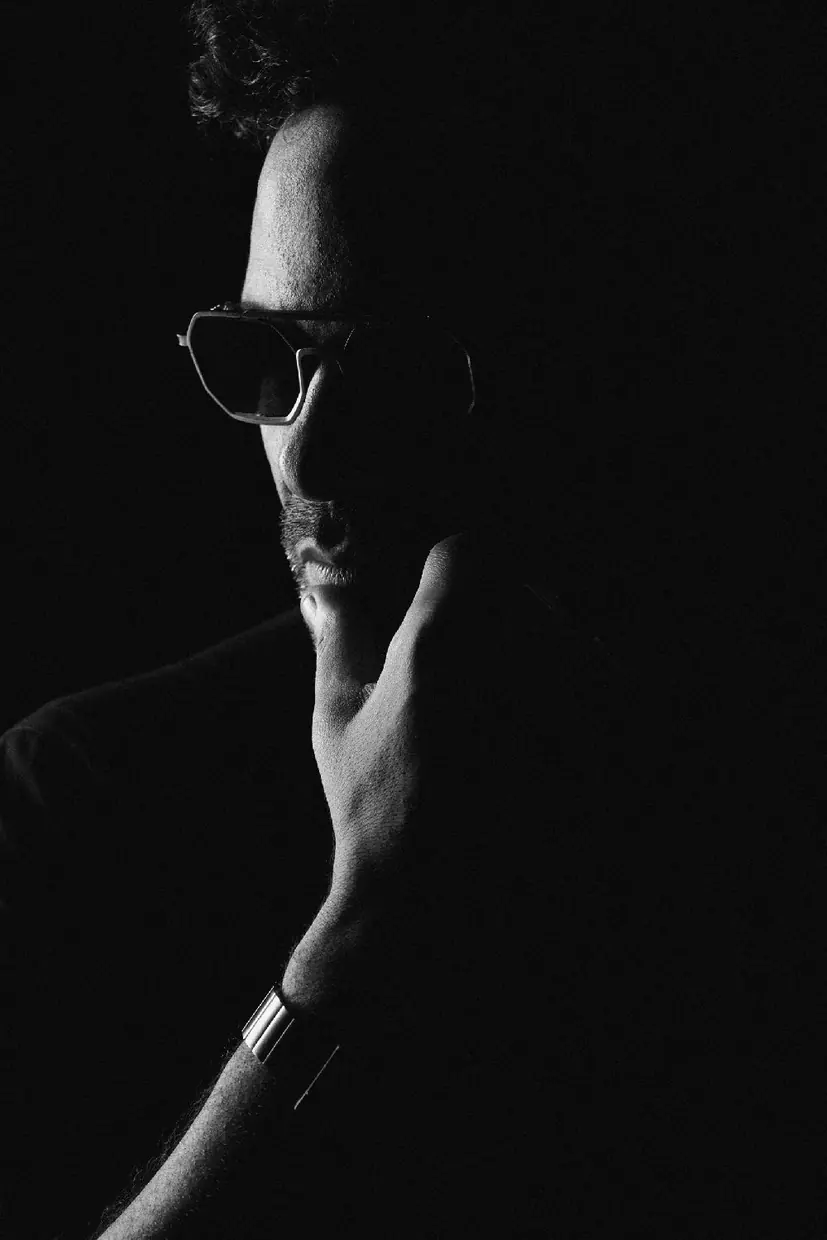 Black-and-white portrait